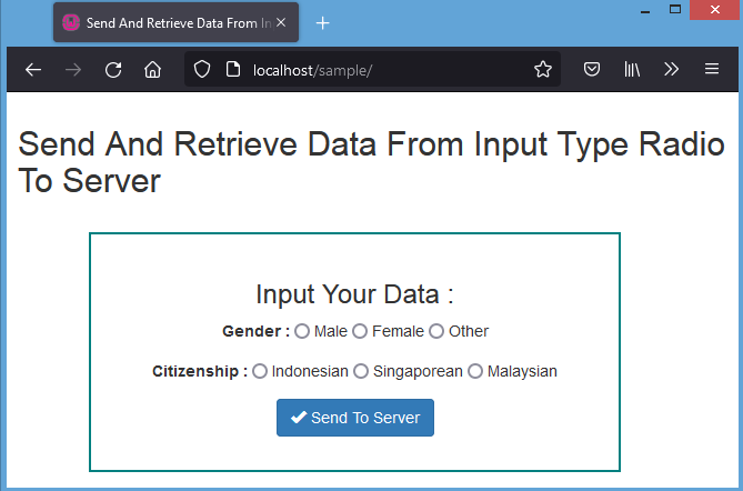 mengirim dan mendapatkan kembali data input radio pada server