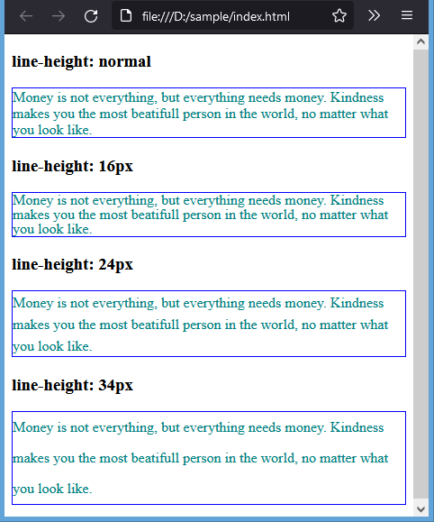 line height dalam satuan piksel px