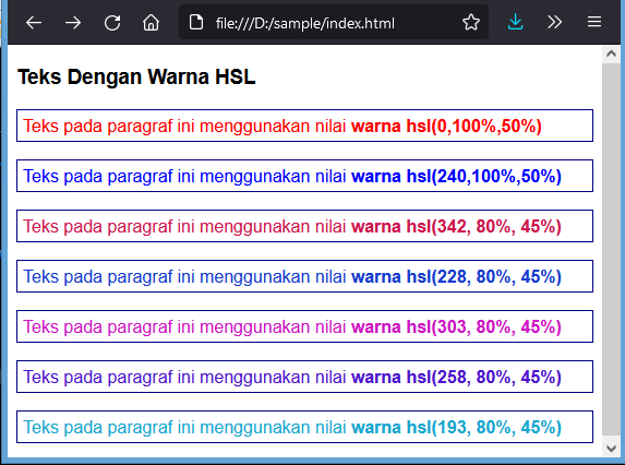 merubah teks warna hsl css