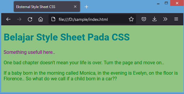 eksternal (linked) style sheet css