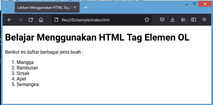 html tag ordered list ol