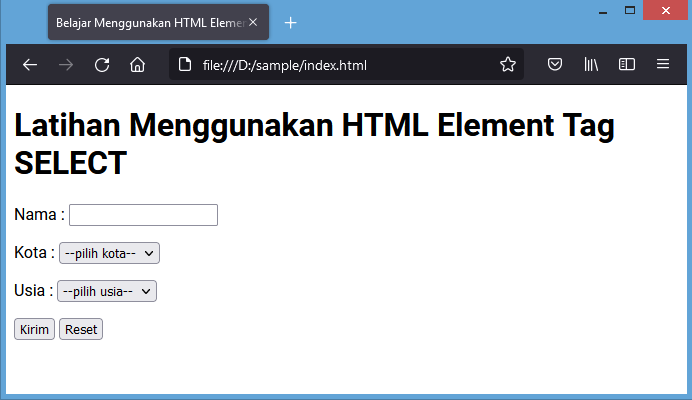 html element tag select