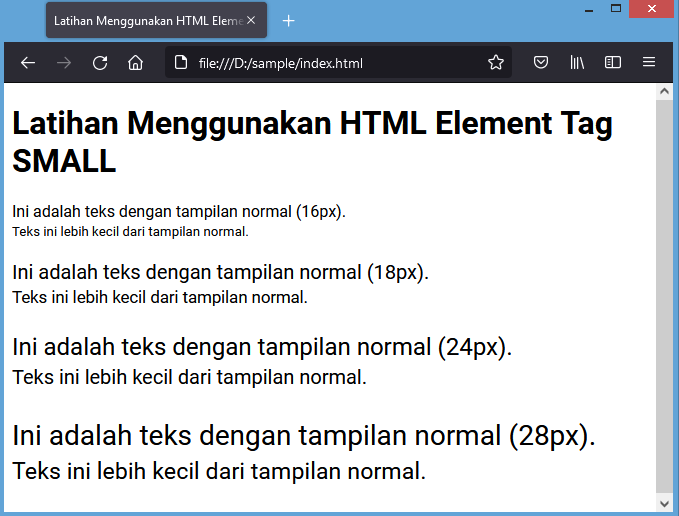 element tag <small> html