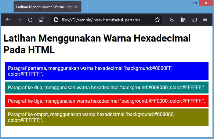 warna hex hexadecimal html